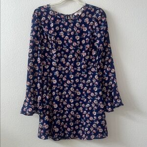 Forever 21 Navy Floral Long Sleeve Dress